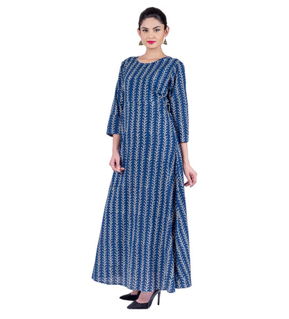 Boat Neck Flared A-Cut Gown With Waterfall Shrug