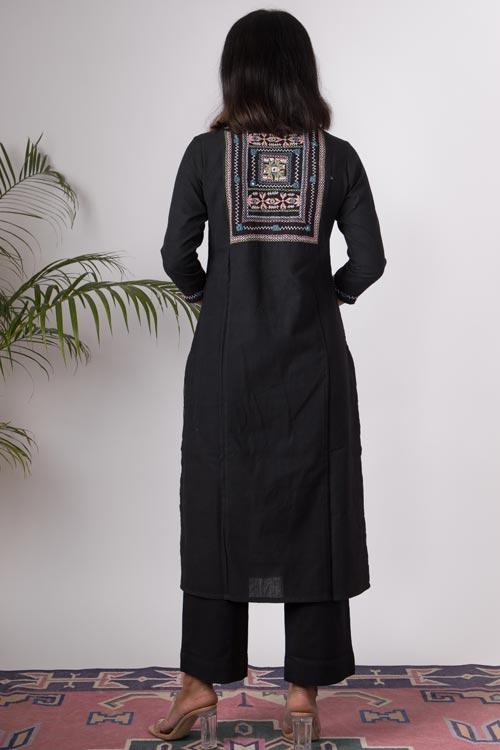 Banjara' Hand Embroidered Cotton Kurta Pant Set (2Piece Set) kurta and pant