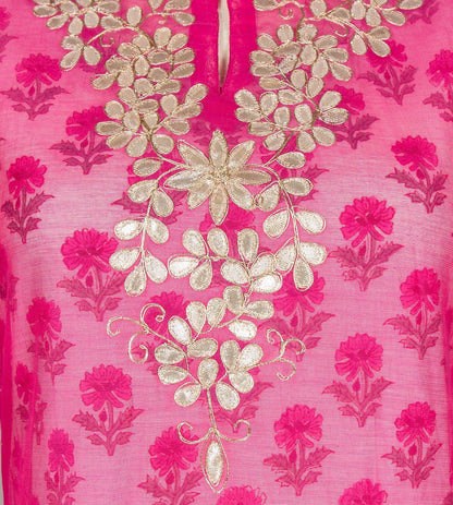 Pink Gota Embroidered Kurta Dress