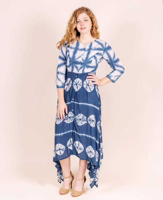 Blue Tie and Dye Indo Western Dress