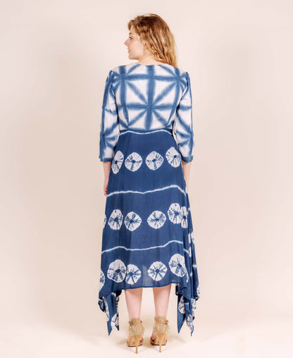 Blue Tie and Dye Indo Western Dress
