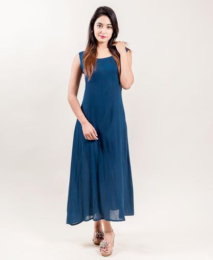Double Layered Asymmetrical Long Indowestern Dress In Grey And Blue