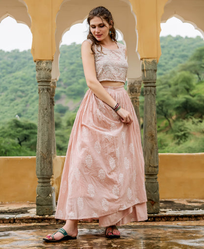 Dusty Pink Indowestern Dress with Detachable Georgette Jacket