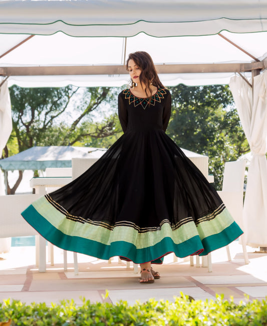 Black and Lime AnarkalI Dress