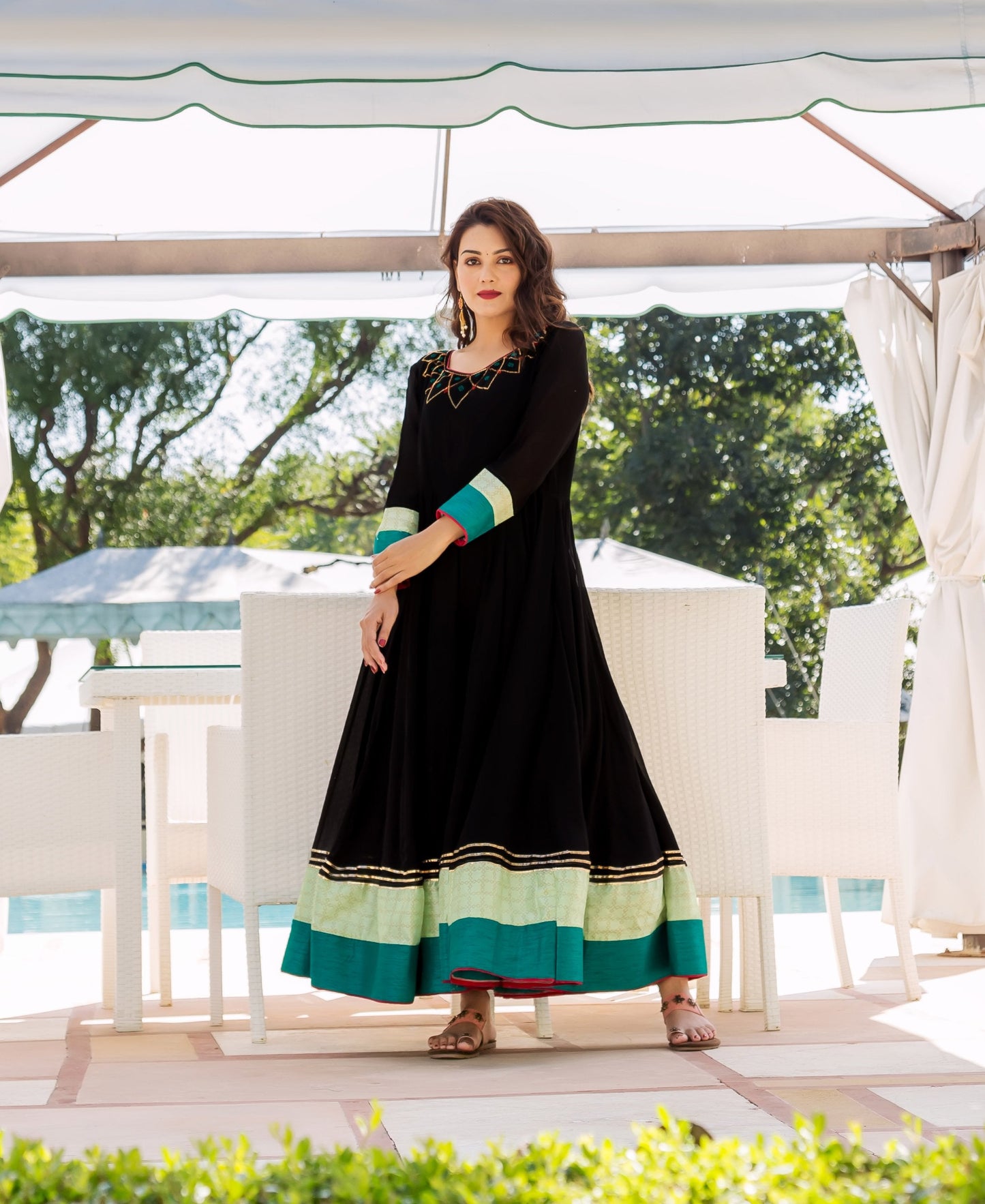 Black and Lime AnarkalI Dress