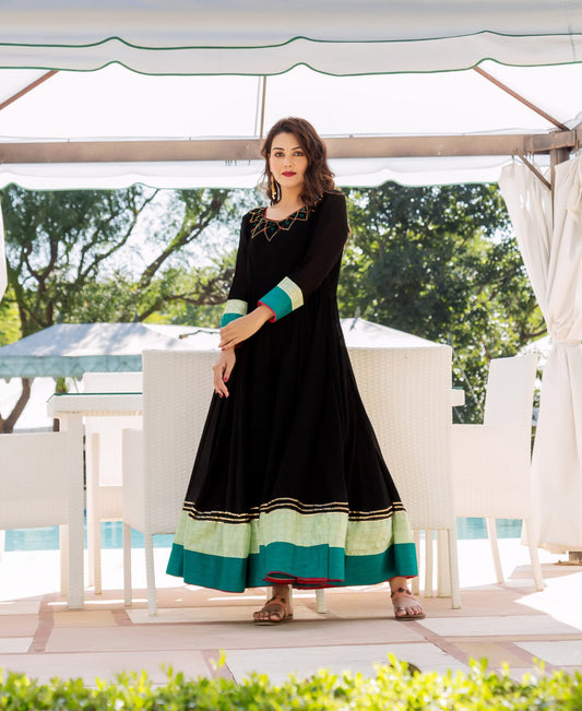 Black and Lime AnarkalI Dress