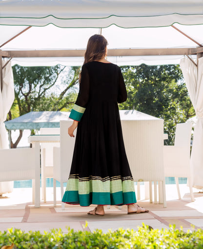 Black and Lime AnarkalI Dress