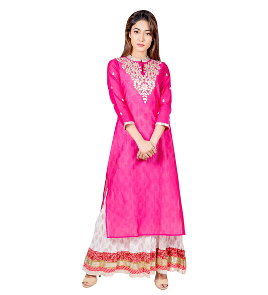 Hand Block Printed Floor Length Indo Wetern Kurta Dress