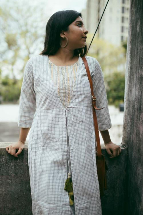 White kurta with tassles-1