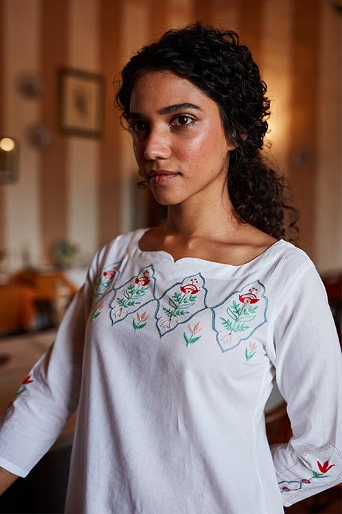 Divine' Hand Embroidered Pure Cotton Kurta-Pant Set