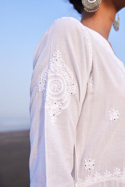 Gazal' Pure Cotton Chikankari Embroidered Kurta Pant Dupatta Set