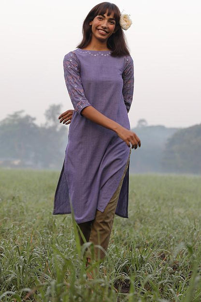 Lyana' Embroidered Cotton Handloom Kurta