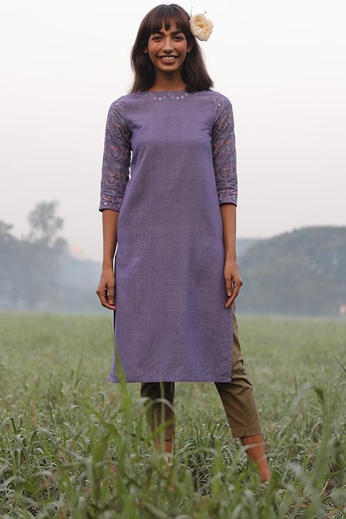 Lyana' Embroidered Cotton Handloom Kurta