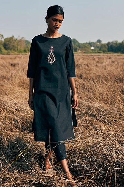 Aptitude' Hand Embroidered Mirror Work Pure Cotton Long Kurta