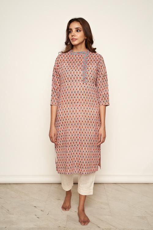LVLILA-50 Pink hand block print kurta