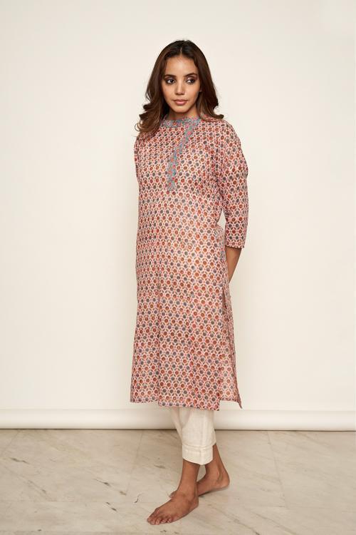 LVLILA-50 Pink hand block print kurta