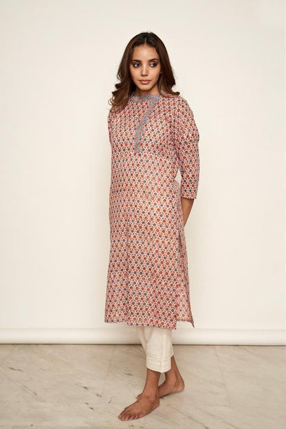 LVLILA-50 Pink hand block print kurta