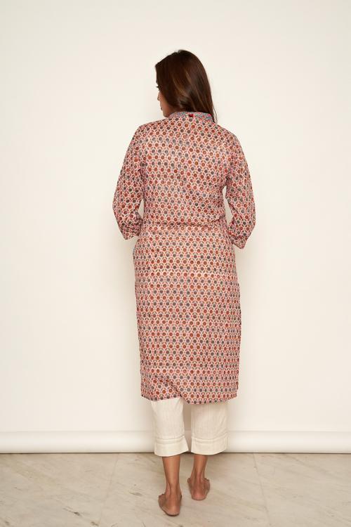 LVLILA-50 Pink hand block print kurta