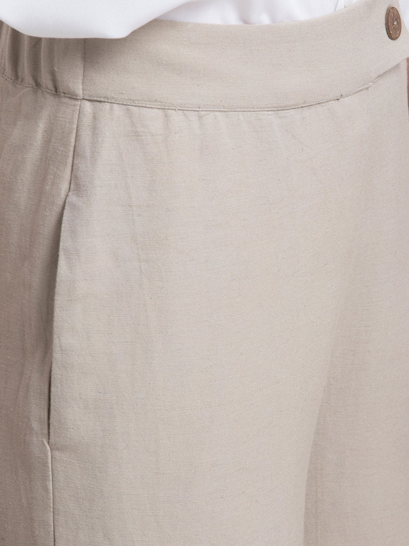 Linen Elasticated Wide Leg Pants - Beige