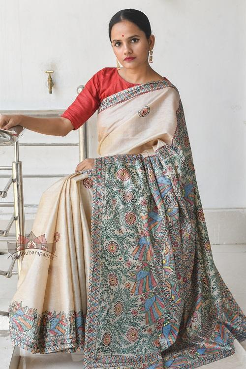 MatasyaLilaMadhubaniPaintingSaree