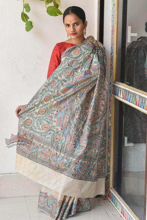 MatasyaLilaMadhubaniPaintingSaree