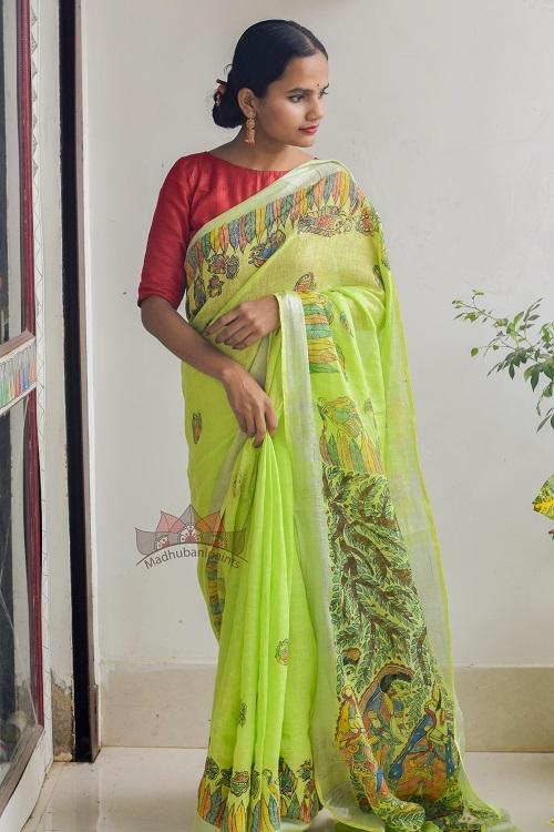 Sita Ram Madhubani Painting Saree