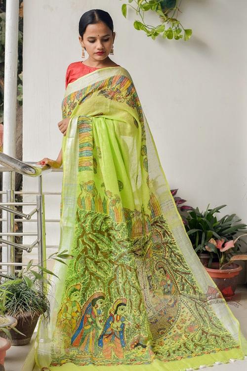 Sita Ram Madhubani Painting Saree