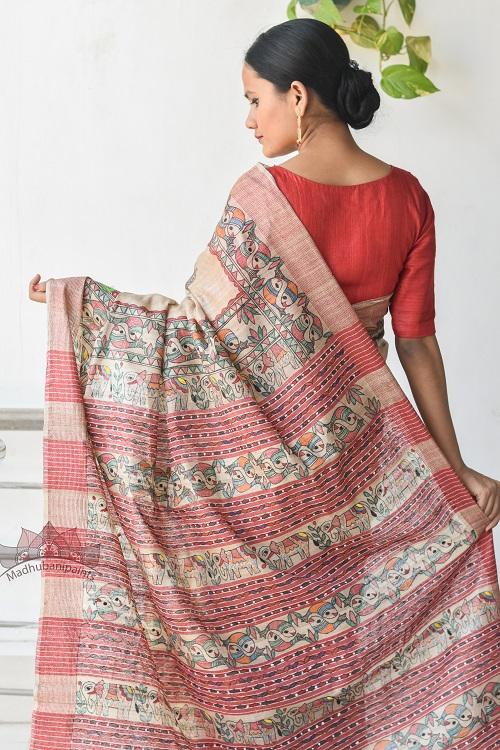 Gopi Silk Madhubani Tussar Silk Saree