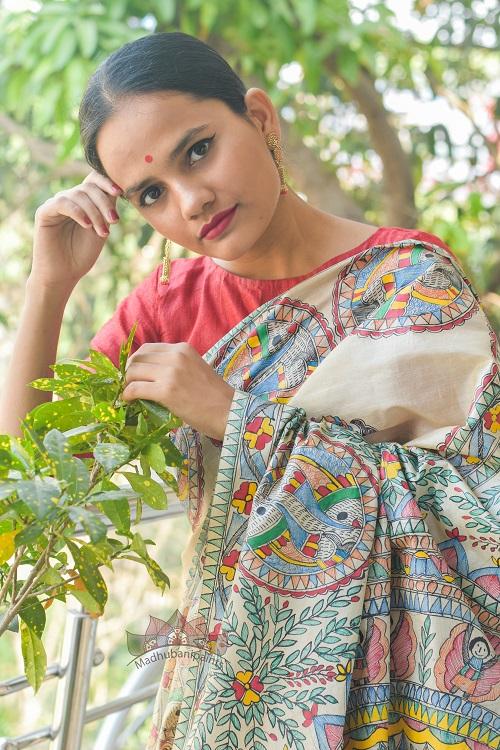 Doli Tussar Silk Madhubani painting Saree