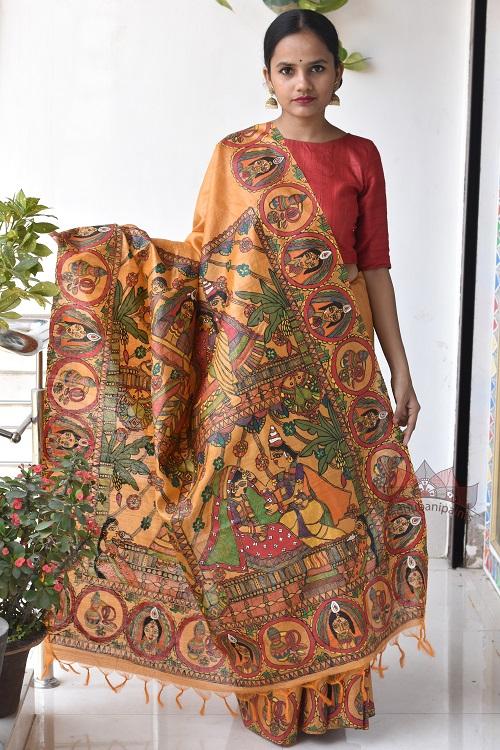 Madhubani Paints Bengali Vivah Madhubani Handpainted Saree