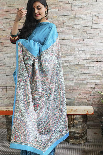 Moya Raas Hand-painted Pure Silk Saree