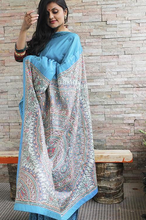 Moya Raas Hand-painted Pure Silk Saree