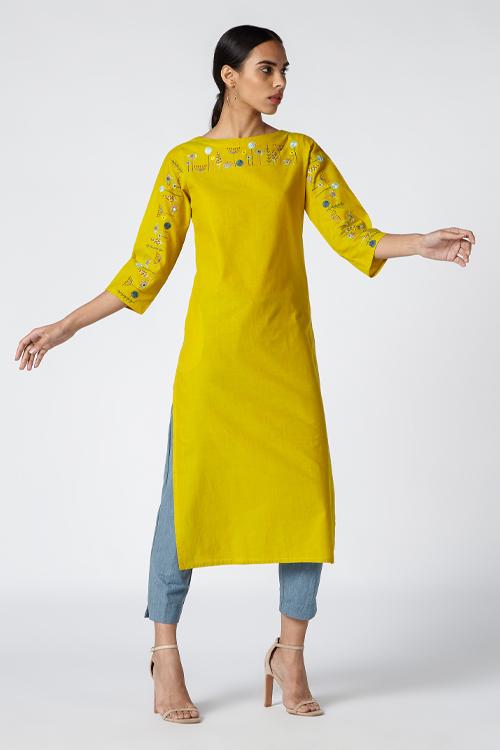Abundance' Embroidered Cotton Kurta