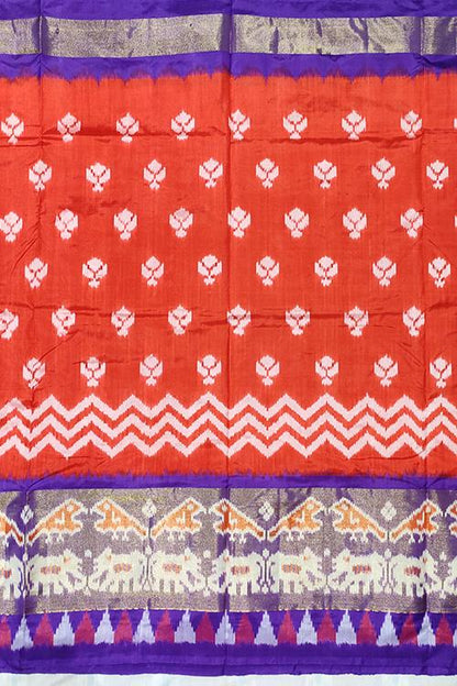 Handloom Pochampally Ikkat Pure Silk Orange and Violet Saree