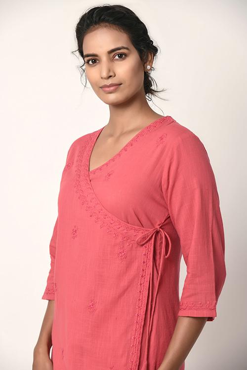 Dusty Pink Angrakha Kurta