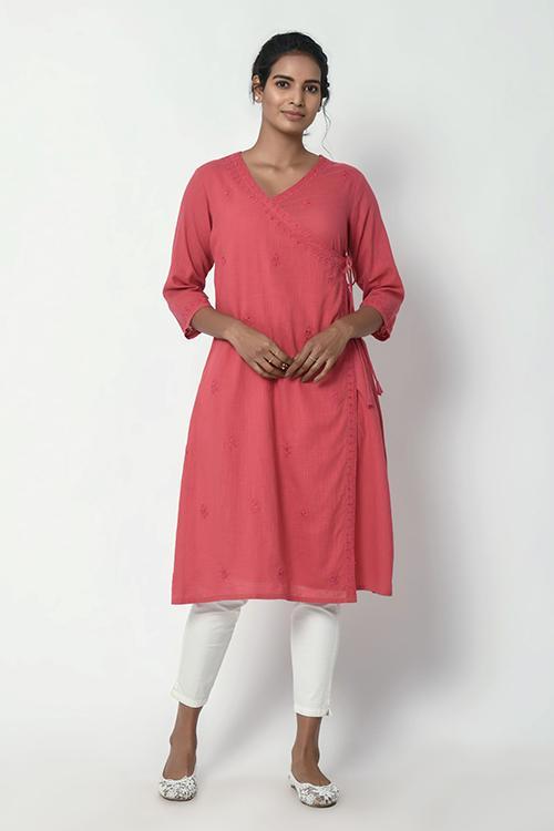 Dusty Pink Angrakha Kurta