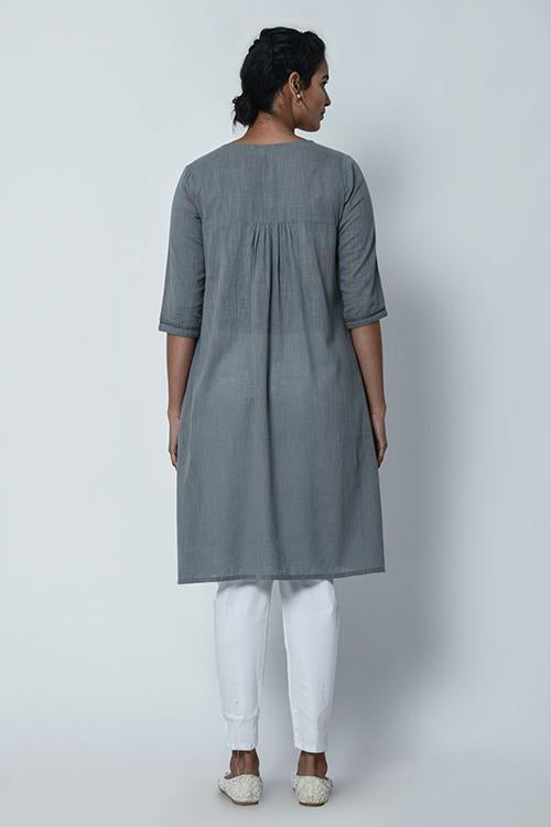 Lava Grey Gathered Kurta