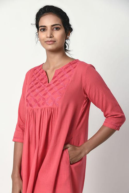 Dusty Pink Gathered Kurta