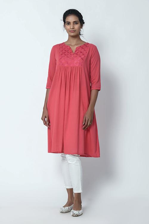 Dusty Pink Gathered Kurta