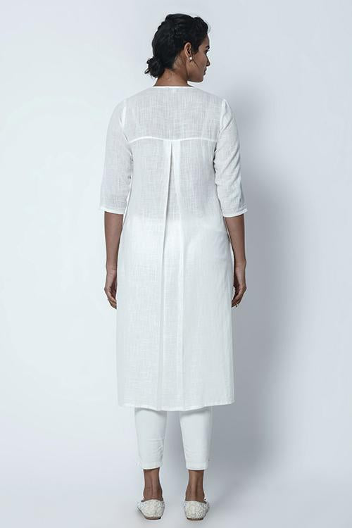 Ivory White  Kurta With Chikankari Embroidery