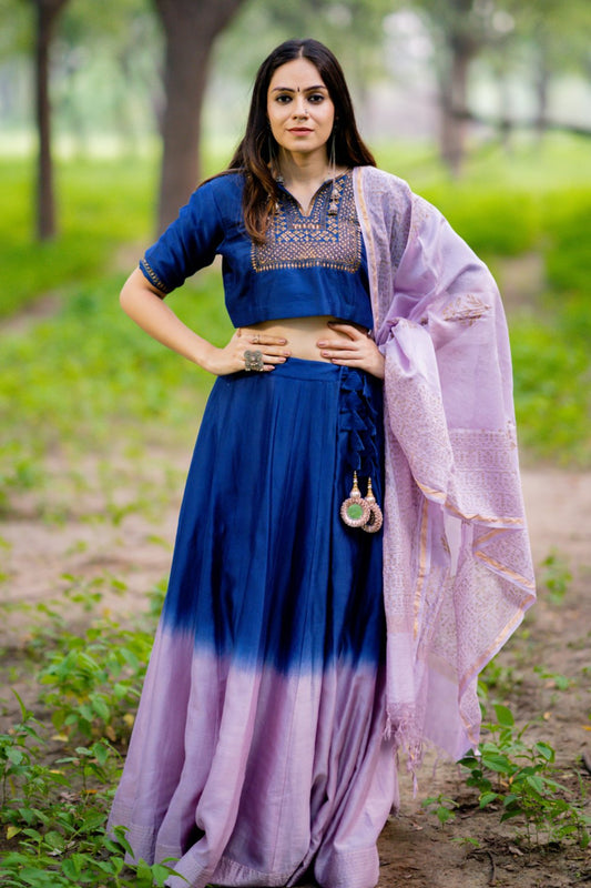 Roshanara Embroidered Lehenga Set with Dupatta (Set of 3)