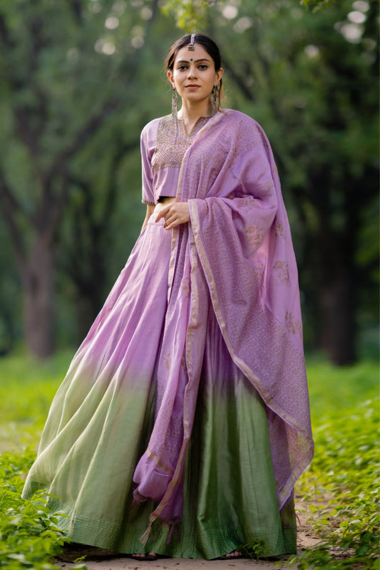 Zeenat Embroidered Lehenga Set with Dupatta (Set of 3)