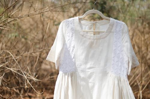 Kora H/S Cutwork Cotton Kediya Long Kurta