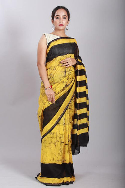 Batik Handblock Print  Chanderi Silk Saree-67