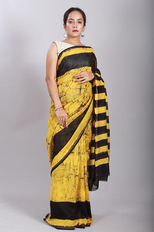 Batik Handblock Print  Chanderi Silk Saree-67