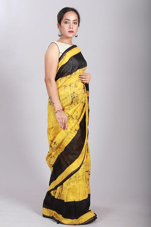 Batik Handblock Print  Chanderi Silk Saree-67