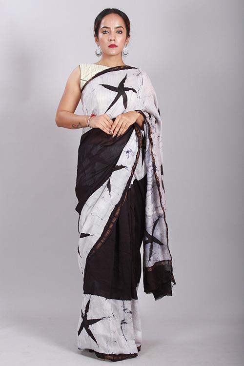 Batik Handblock Print  Chanderi Silk Saree-69
