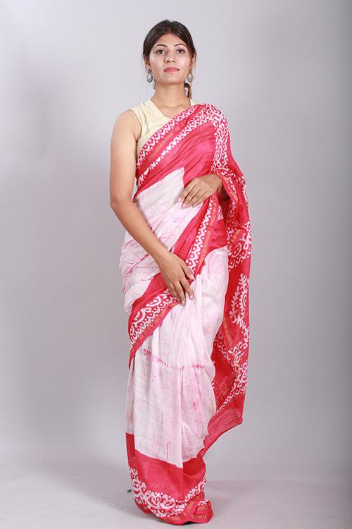 Batik Handblock Print  Chanderi Silk Saree-74