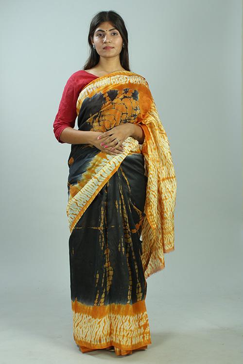 Hand Marble Printed Chanderi Silk Saree-11