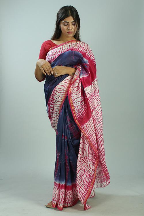 Hand Marble Printed Chanderi Silk Saree-12